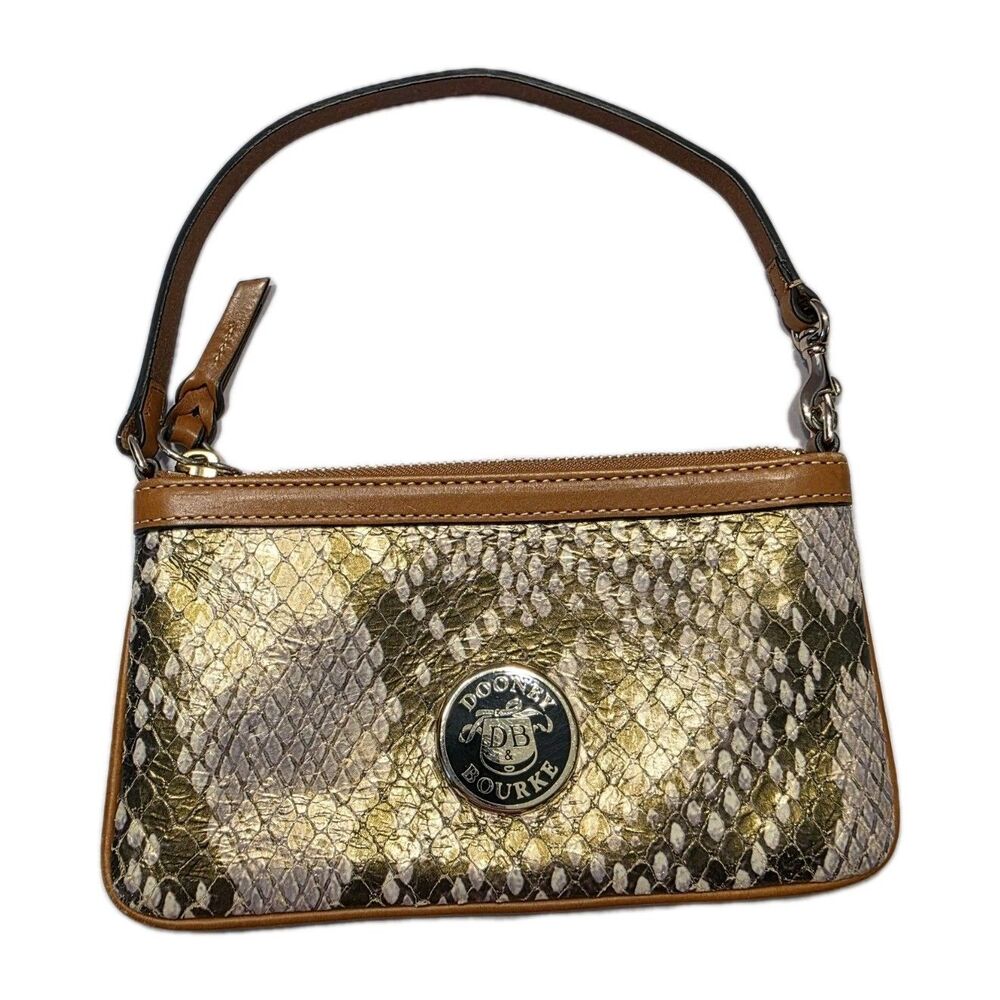 Dooney & Bourke Croc Leather Embossed Shimmering Wristlet Clutch